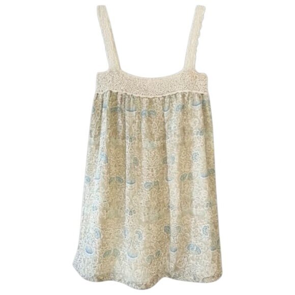 Anthropologie Maeve Silk Floral Midi Dress Cream Blue Boho Feminine M - Picture 2 of 9